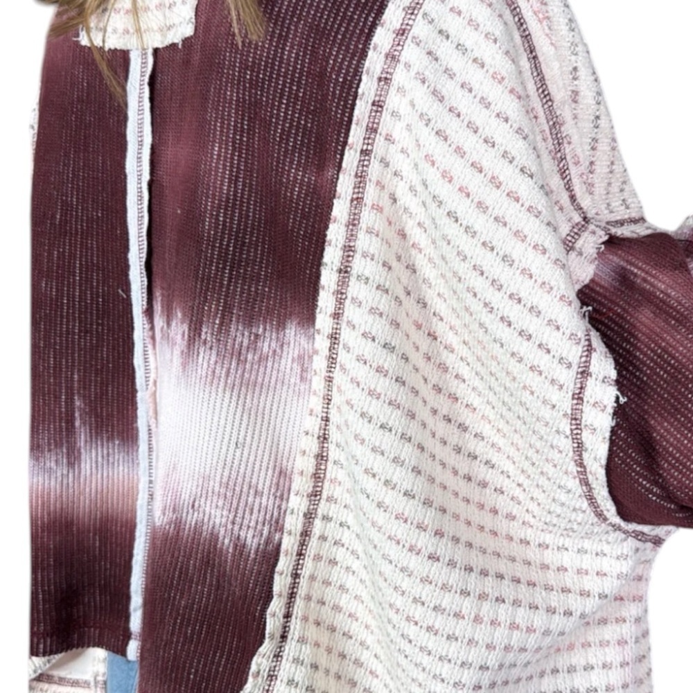 🌸POL L Wildberry Patchwork and Cream Floral Tie-Dye Top P004 - Picture 8 of 8